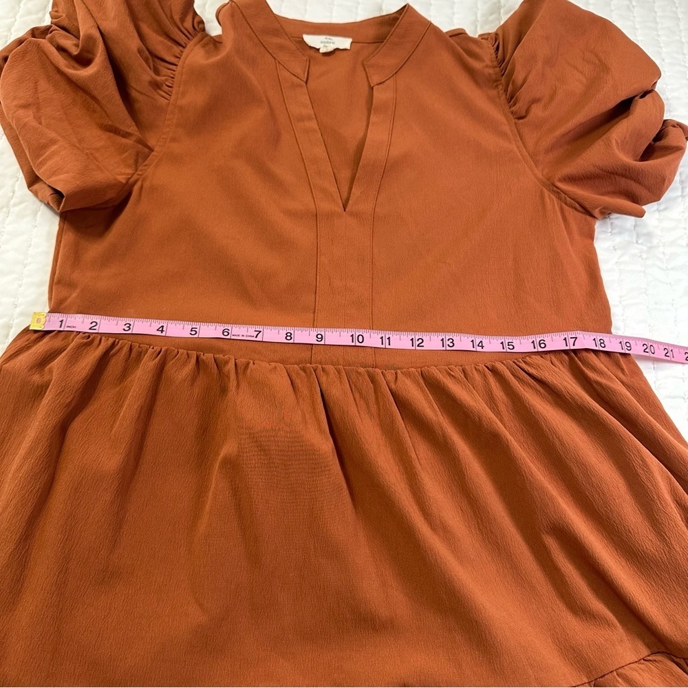 Entro V-Neck Tiered Puff Sleeve Mini Dress With Pockets - Picture 11 of 16